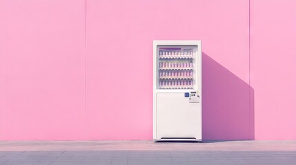 White vending machine in pink wall