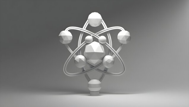 A geometric polygonal atom symbol comprising