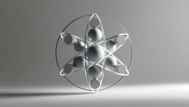 A geometric polygonal atom symbol comprising