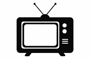 television silhouette vector, tv icon symbol, old television silhouette	
