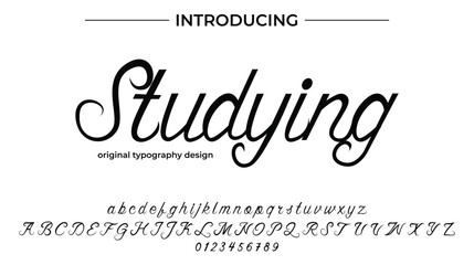 Studying Font Stylish brush painted an uppercase vector letters, alphabet, typeface