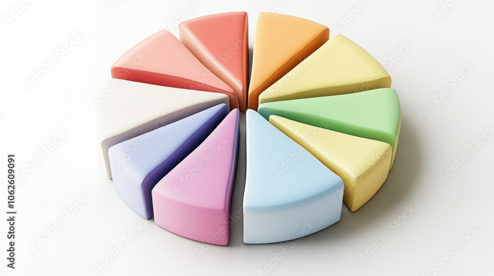 Poster vibrant pastel 3d segmented pie chart design