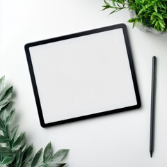 realistic high quality Digital tablet white screen 