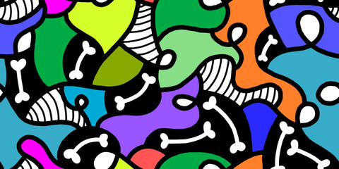 Dog Bones in abstract style pattern. Packaging paper design, pet food accessories package.