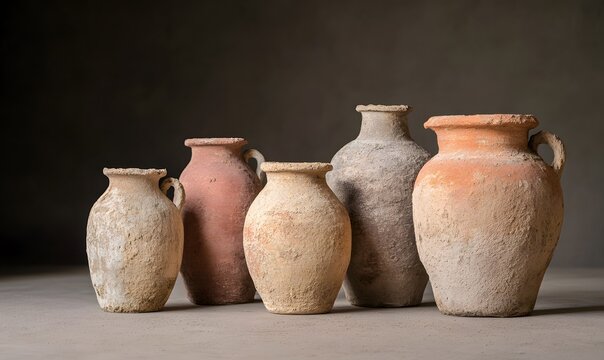 bunch of rough greek amphoras, Generative AI 