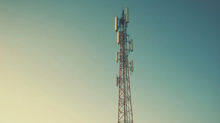 Obraz premium Communication Tower Against a Clear Sky