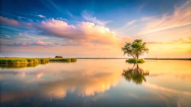 Minimalist Photography of Serene Landscapes in Gentilly with Soft Pastels and Natural Elements, Capturing Tranquility and Simplicity in Artistic Compositions