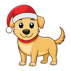 christmas santa hat cartoon dog white background