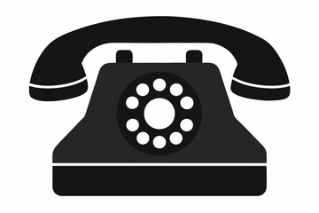 Telephone Silhouette Vector, Old Phone Icon Symbol