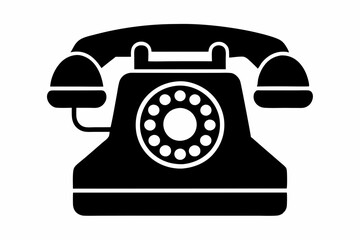 Telephone Silhouette Vector, Old Phone Icon Symbol
