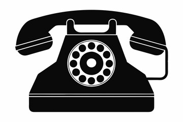 Telephone Silhouette Vector, Old Phone Icon Symbol