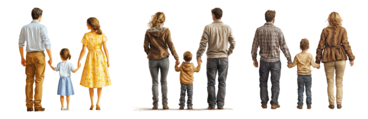 PNG Family Togetherness in Modern Life. Isolated on transparent background