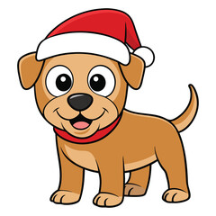christmas santa hat cartoon dog white background