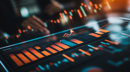 Obraz premium charts and graphs with statistics to innovation analyze business potential and forecast future development of companies growth.