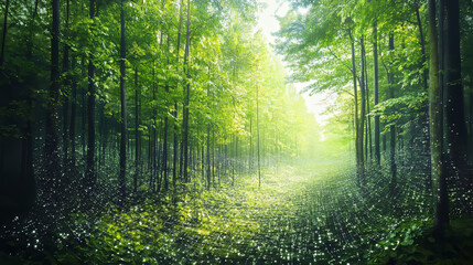 Obraz premium Enchanted Forest with Sparkling Light