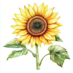 Sunflower watercolor clipart illustration