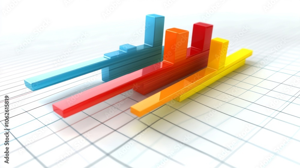 Poster abstract 3d graph with bars and lines