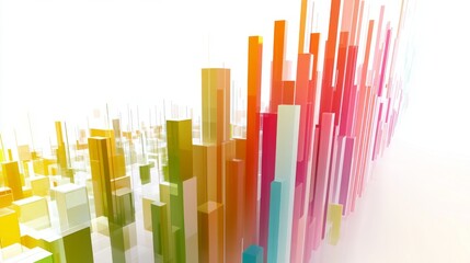 Abstract 3D Graph with Emerging Bars and Lines