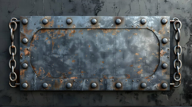 Rusty Metal Panel with Chains - Industrial Background Animation