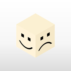 Illustration vector graphic of smile and sad expression on cube.