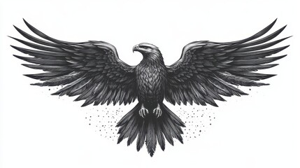 Obraz premium Black Silhouette of a Majestic Bird of Prey on White Background