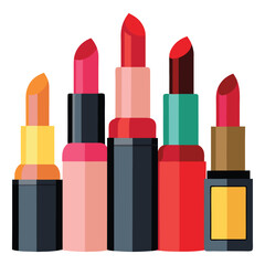 vector collection of lipsticks on white background
