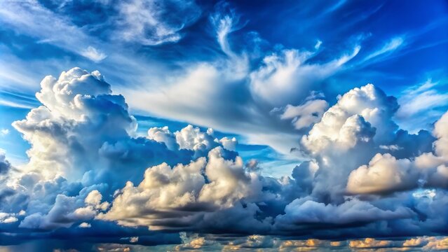 Stunning Blue Sky with White Clouds BRoll, Captivating Cloudscape, Layered Clouds Moving Horizontally, Scenic Atmospheric View, Nature's Beauty, Sky Photography