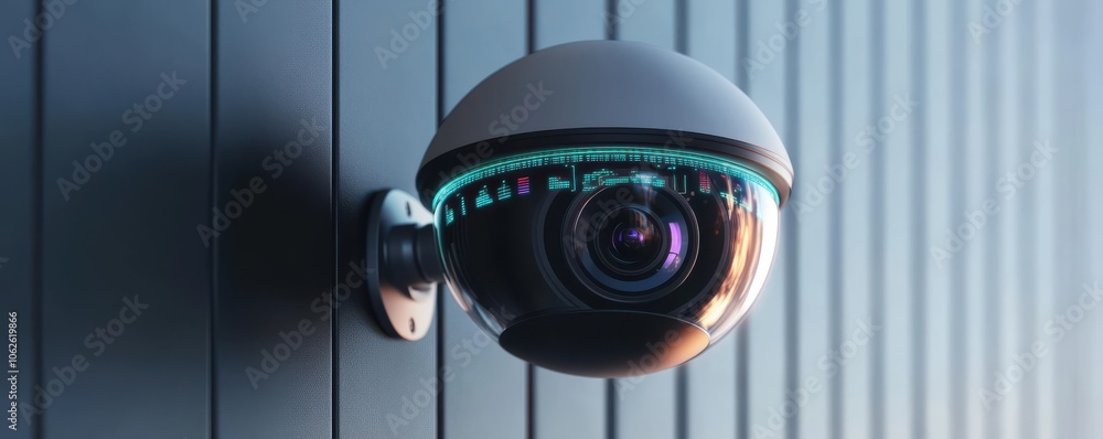 Poster high-resolution security camera mounted on a wall, providing surveillance and monitoring for enhance