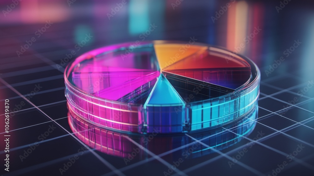 Poster 3d circular pie chart with gradient effects