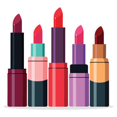 vector collection of lipsticks on white background