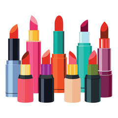Fototapeta premium vector collection of lipsticks on white background