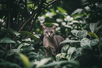 Obraz premium Civet Cat Standing in Lush Forest Vegetation