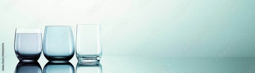 Poster stylish glasses set against a soft gradient background, perfect for showcasing beverages or adding e