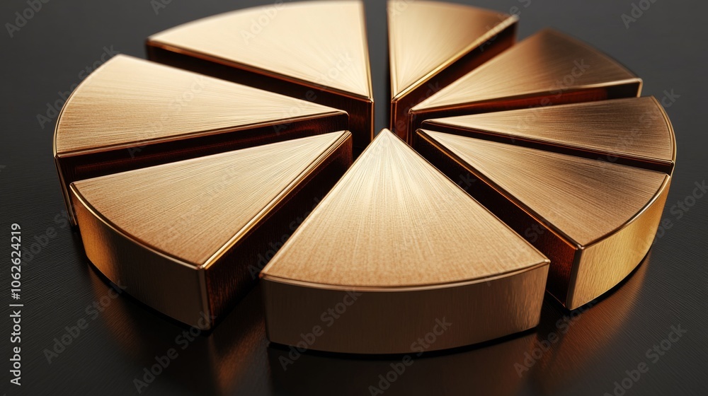 Poster Elegant Metallic 3D Pie Chart with Engraved Details