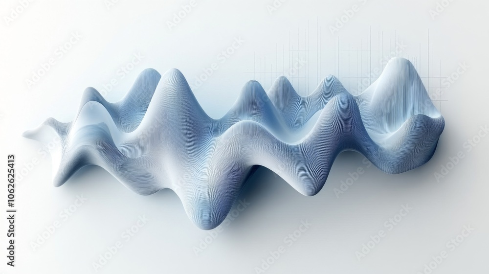 Poster Minimalistic Blue Line Graph on White Background