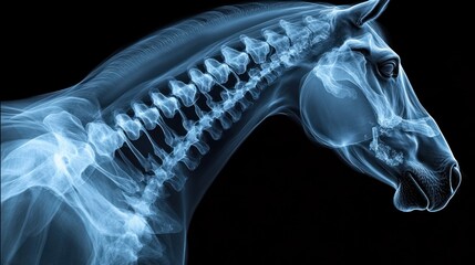 X-ray image showing the skeletal structure of a horse.