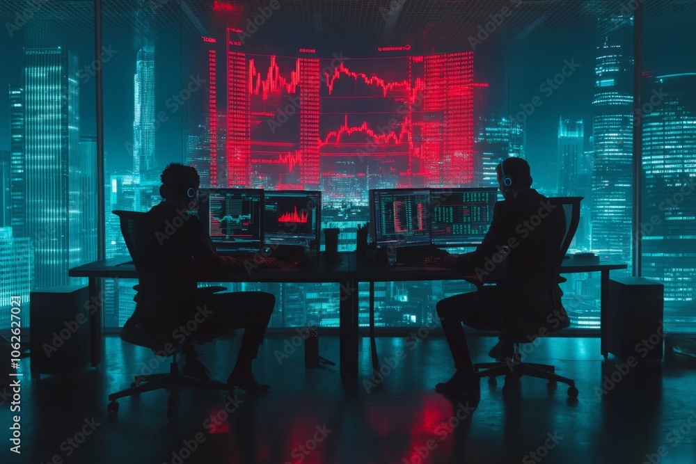 Poster traders analyzing data in a modern office setting