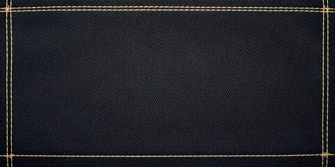 Black denim texture with realistic stitching detail, perfect for fashion design projects or backgrounds, background, realistic, projects
