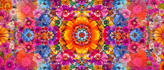 Obraz premium Vibrant Kaleidoscope Floral Design