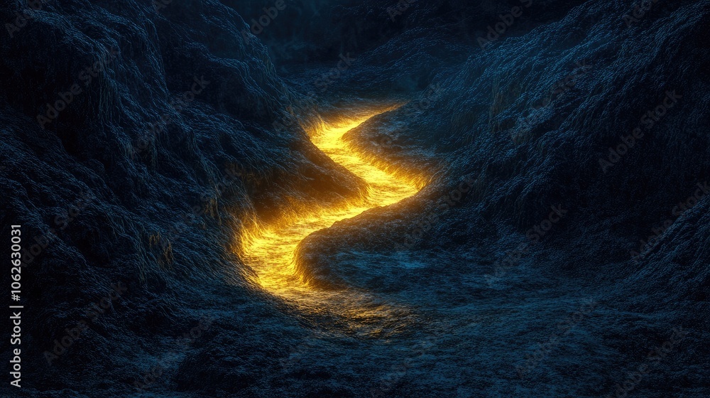 Aufkleber conceptual image of a winding path with glowing light at the end, symbolizing the journey to success