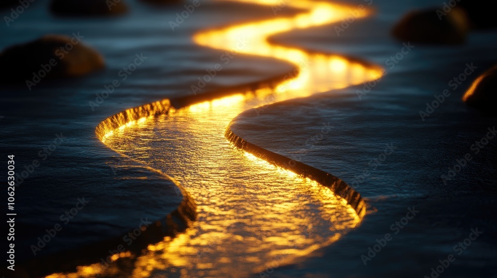 Poster conceptual image of a winding path with glowing light at the end, symbolizing the journey to success