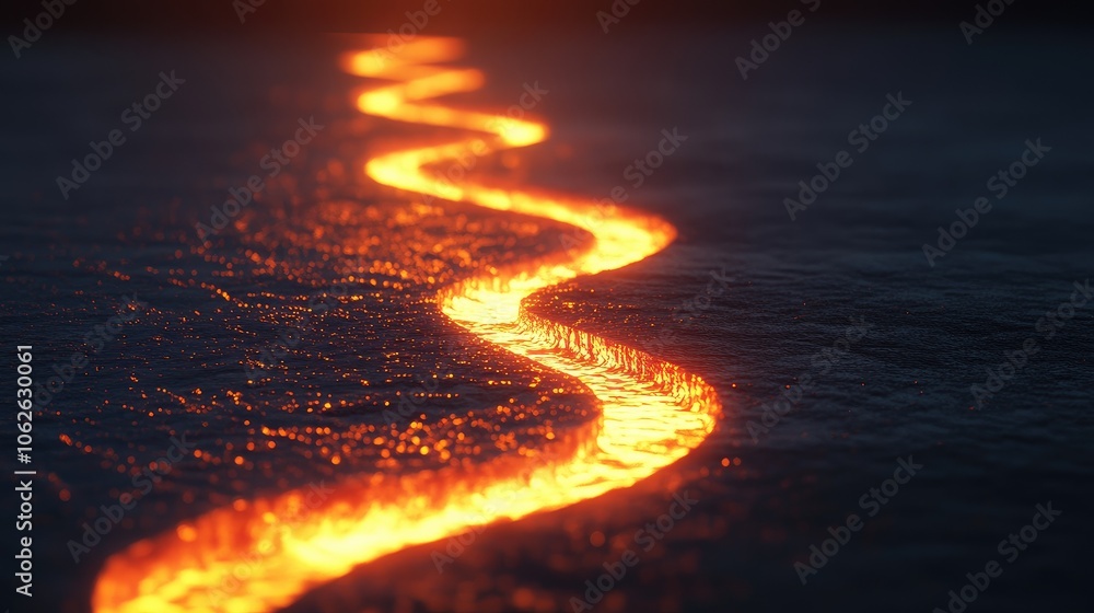 Poster conceptual image of a winding path with glowing light at the end, symbolizing the journey to success