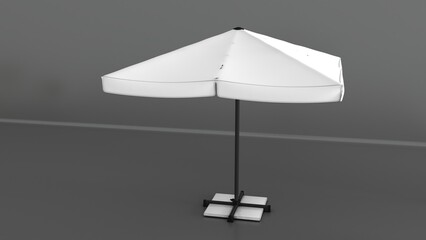 Umbrella mockup template. Promotion square advertising outdoor garden white umbrella. Isolated umbrella on grey background. Ready for your design. Product packaging.  © adobedesigner