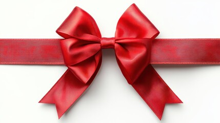 Fototapeta premium Red ribbon with bow isolated on white and transparent background, png