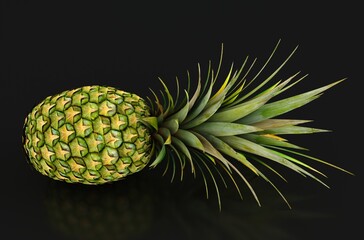 Pineapple isolated on black background. Clipping path.