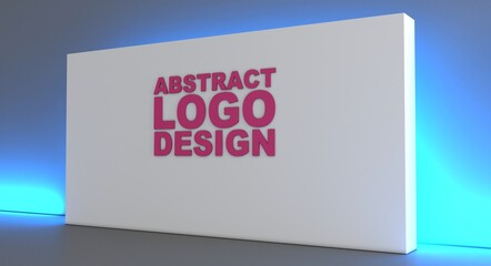 3D exhibition stand. White empty geometric square. White blank promotion.  Presentation event room display. Blank wall. Blank mock-up box product isolated. Mockup for press wall, pop up. Template