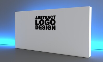 3D exhibition stand. White empty geometric square. White blank promotion.  Presentation event room display. Blank wall. Blank mock-up box product isolated. Mockup for press wall, pop up. Template