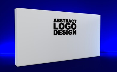 3D exhibition stand. White empty geometric square. White blank promotion.  Presentation event room display. Blank wall. Blank mock-up box product isolated. Mockup for press wall, pop up. Template