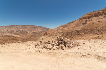 Desert road with geological interest in the commune of Camarones, Arica, northern Chile