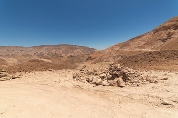 Desert road with geological interest in the commune of Camarones, Arica, northern Chile